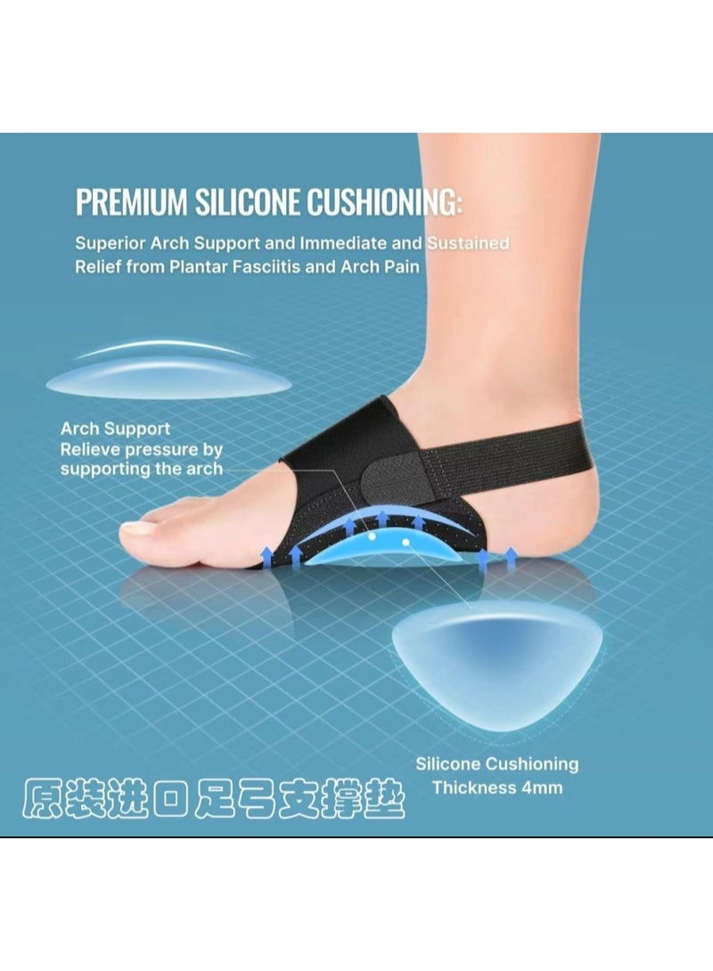 Healrecux Arch Support Braces for Plantar Fasciitis Relief, Adjustable Compression Bands with Gel Pad Orthotics Inserts for Feet Flat, High & Fallen Arches, Foot Support(Anti-Slip Strips) - Image 1